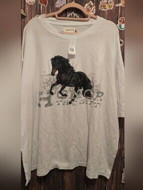 Honor The Gift White Graphic Horse Tee